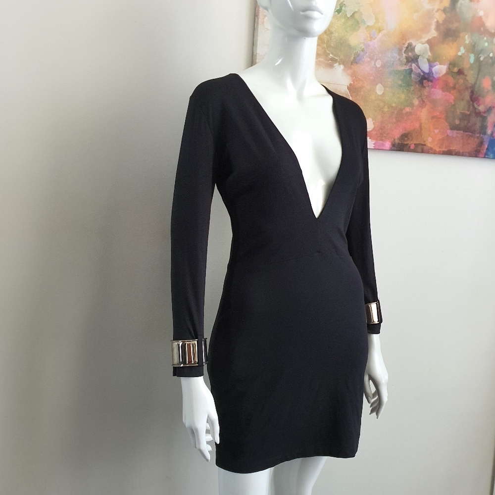 Bec & Bridge Size 10 Plunge Long Sleeve LBD - Picture 2 of 13